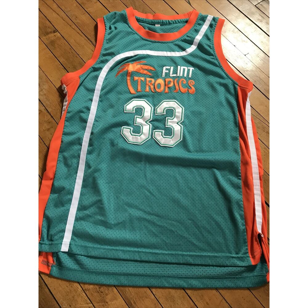 Flint Tropics Jackie Moon #33 Semi Pro Movie Basketball Jersey Green‎ X-Large XL